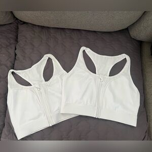 White Zip-Up Sports Bras
